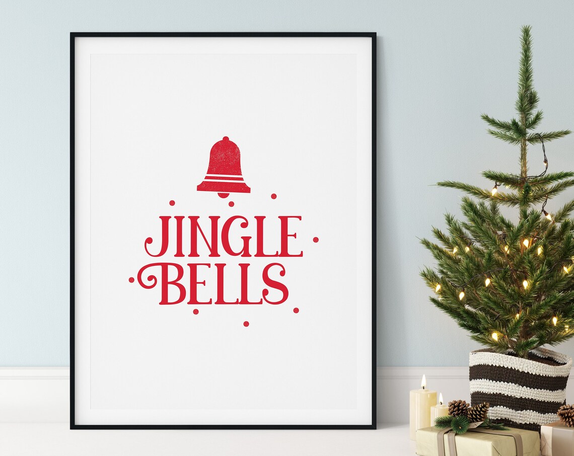 Jingle Bells Red Bell Icon Classic Christmas Song Holiday Poster