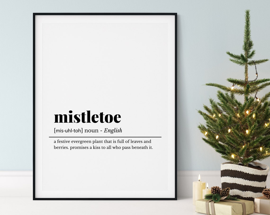 Mistletoe Definition Dictionary Style Christmas Holiday Gift Poster