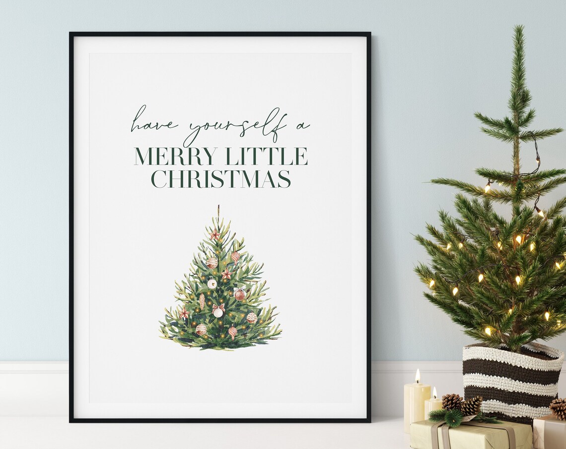 Have Yourself a Merry Little Christmas Watercolor Tree Art Print