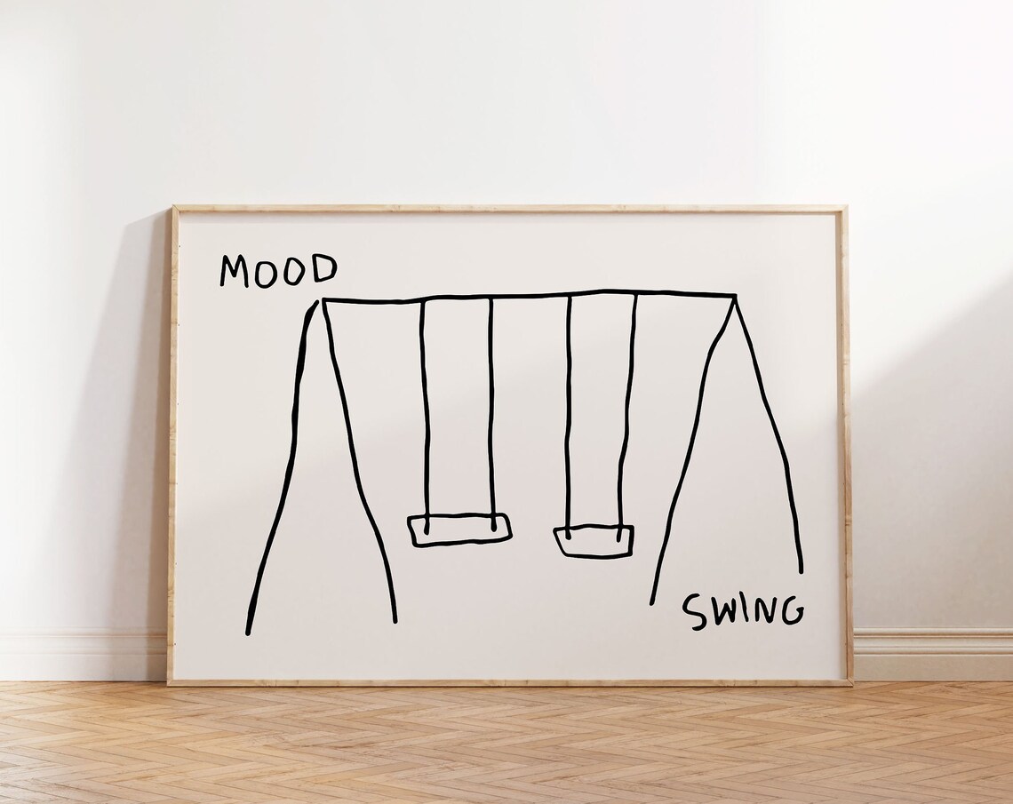 Mood Swing Funny Pun Playground Swing Set Minimalist Sketch Poster