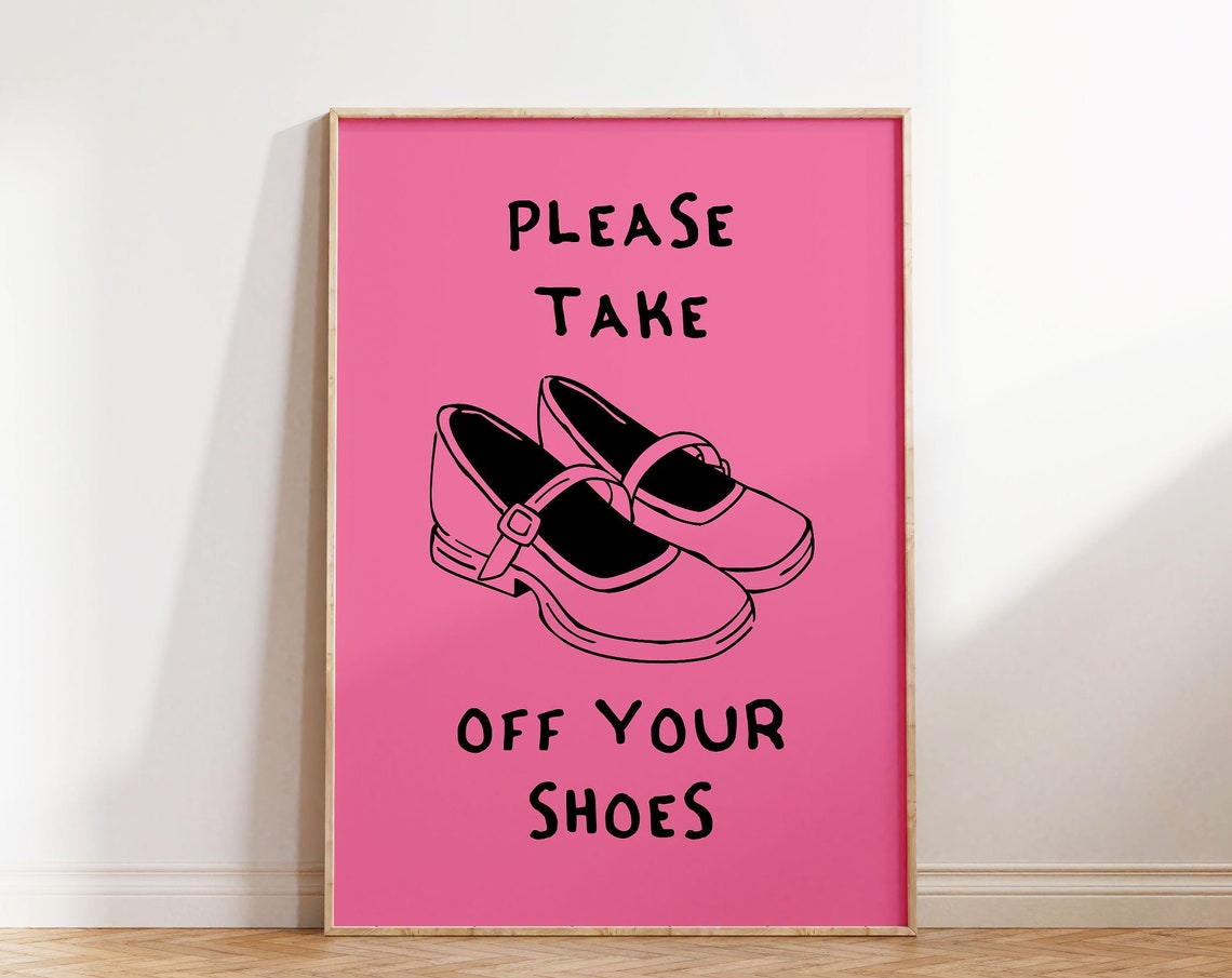 Please Take Off Your Shoes Pink Entryway Quote Art Home Decor Poster - Image 4