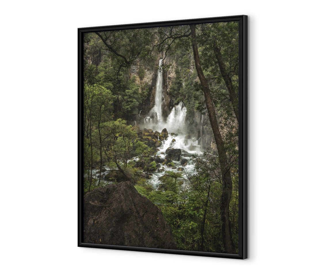 Wild Canyon Waterfall Plunging Into Rushing River Below Cliffs Poster - Image 4