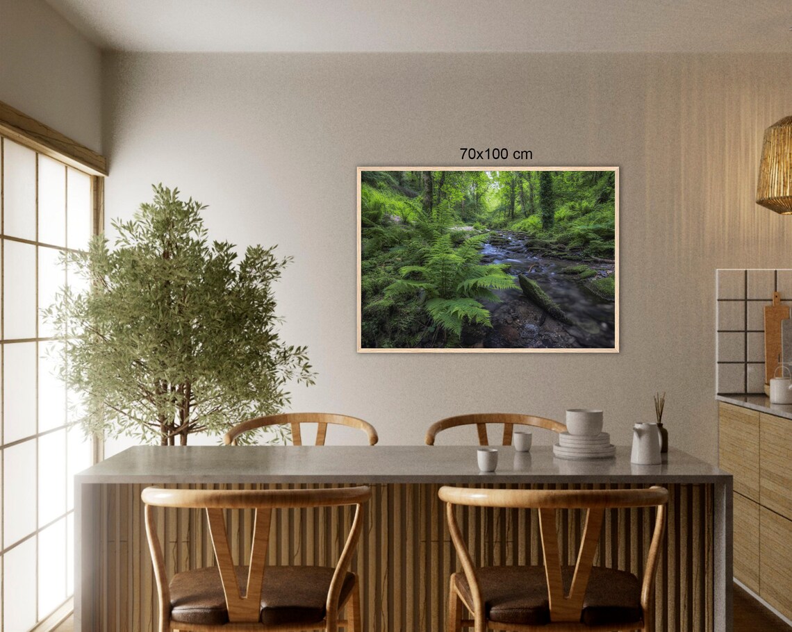 At The Green Stream River Landscape Premium Wall Picture With Wooden Frame Wall Art Living Room Decoration Art Print Poster Fine Art Photography - Image 2