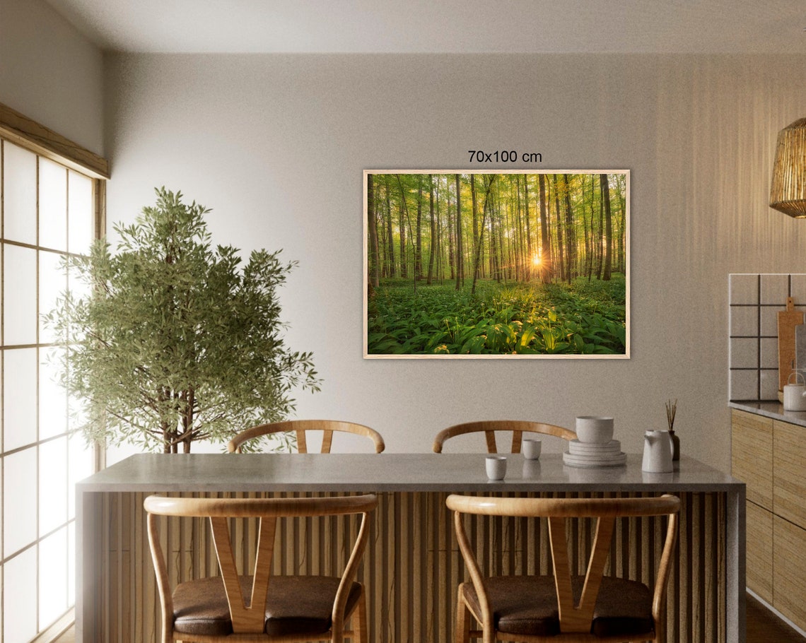 Sunrise Beech Forest Sunbeams Wild Garlic Spring Woodland Poster - Image 3