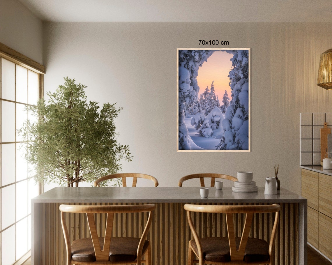 Winter In Lapland Premium Wall Picture With Wooden Frame Winter Landscape Wall Art Living Room Decoration Art Print Poster Fine Art Photography - Image 3