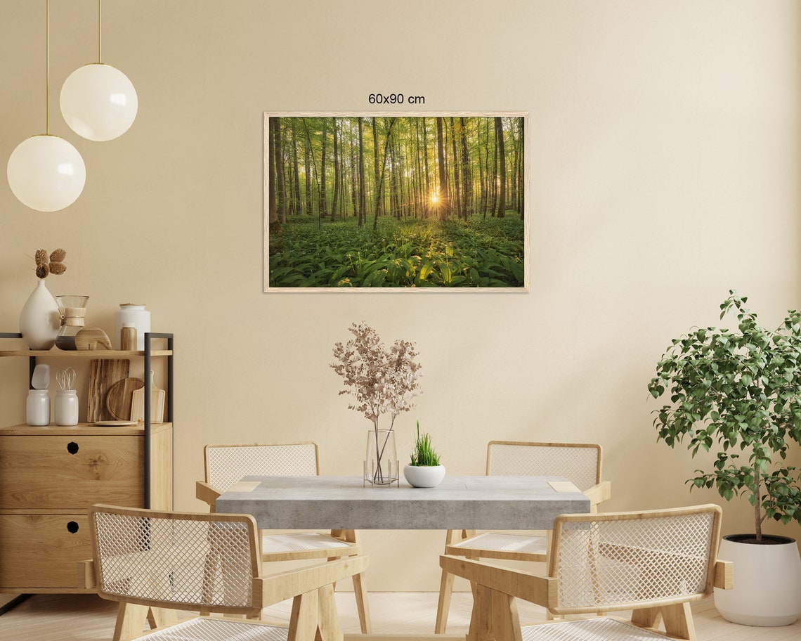 Sunrise Beech Forest Sunbeams Wild Garlic Spring Woodland Poster - Image 2