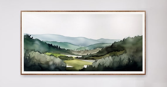 Forest Watercolor Art Print Forest Art Wall Decor Tree Art Mountain Art