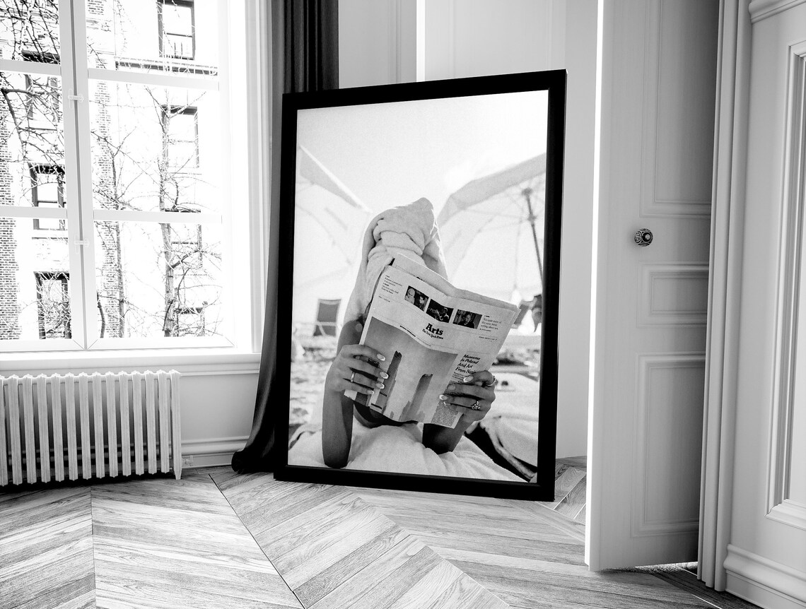 Woman Reading Newspaper Print Luxury Fashion Poster Black And White Girls Bathroom Wall Art Y2k Hypebeast Room Decor - Image 4