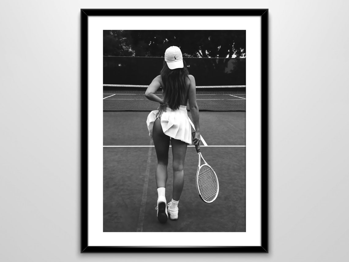 Tennis Girl Poster Black And White Vintage Photo Funny Wall Art Feminist Print Teen Girl Bedroom Decor Sports Poster - Image 2