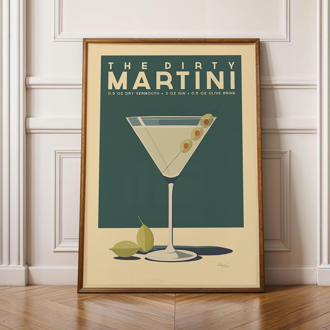 Dirty Cocktail Poster Print, Mid-Century Modern Decor