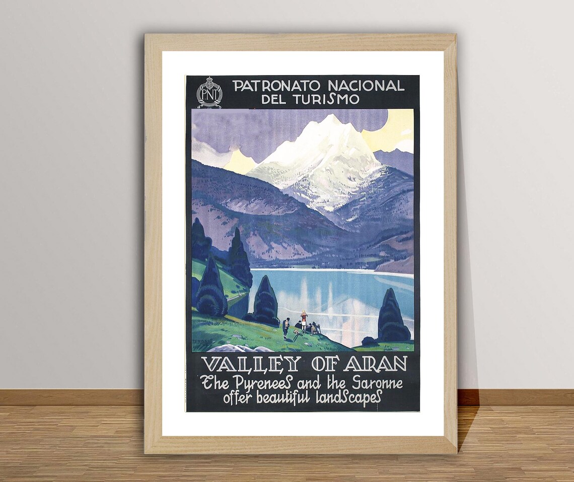 Valley of Aran Pyrenees Spain Mountain Lake Vintage Travel Poster