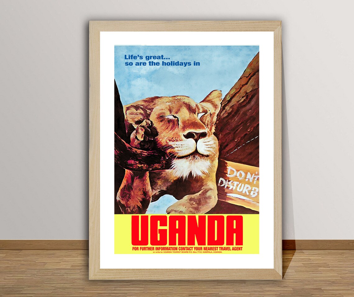 Uganda Afrique Vintage Travel Poster, Retro Travel Poster