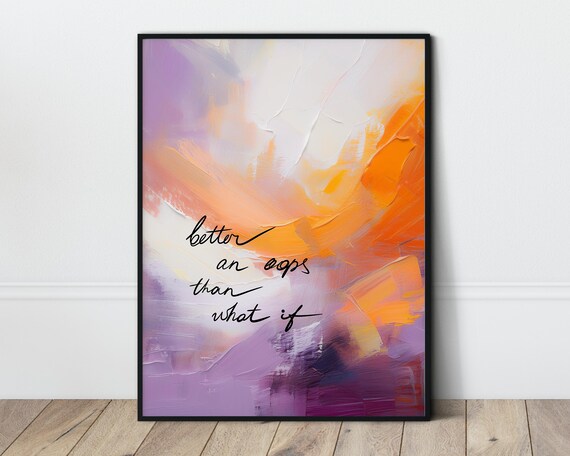 Uplifting Quote Purple Lilac Orange Motivational Print Vibrant Wall Dcor Colorful Home