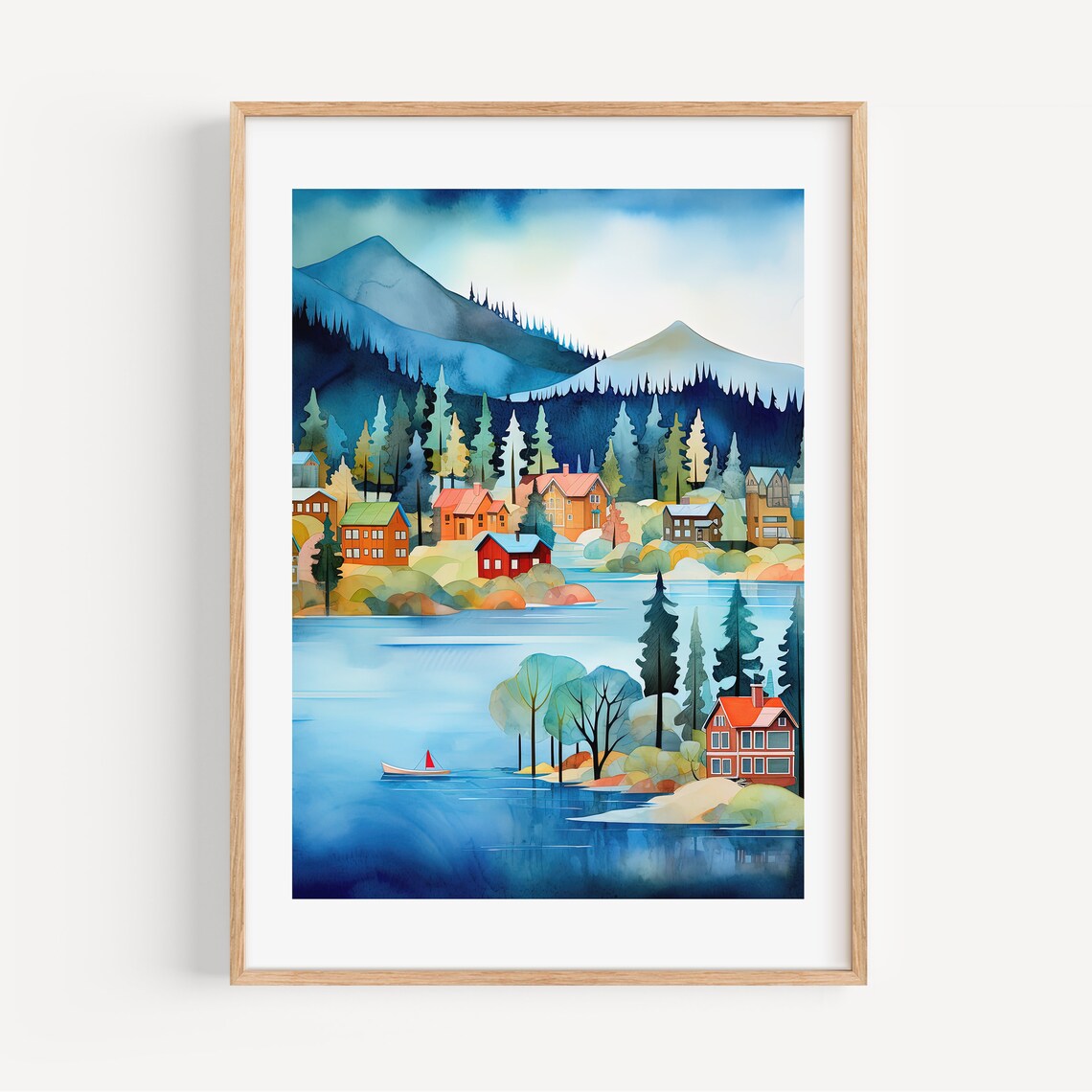 Lake Tahoe Travel Poster, California Lake Decor