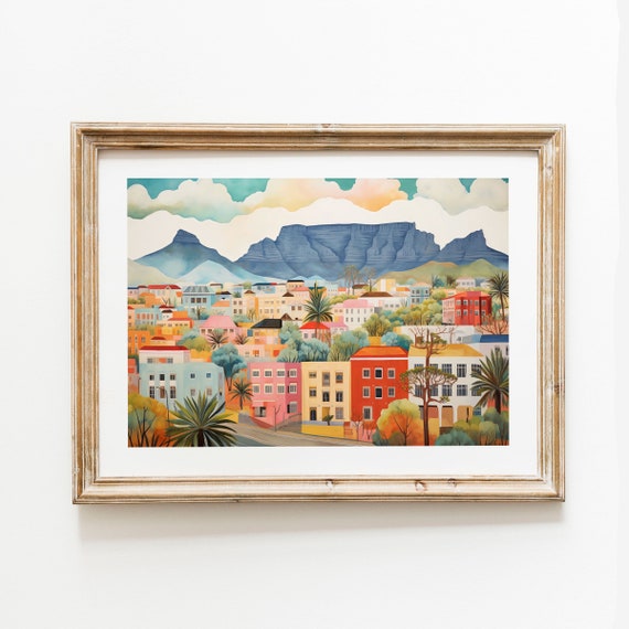 Cape Town Watercolor Landscape Art Print South Africa Poster Nature Art Print Cape Town Africa Poster South Africa Wall Art