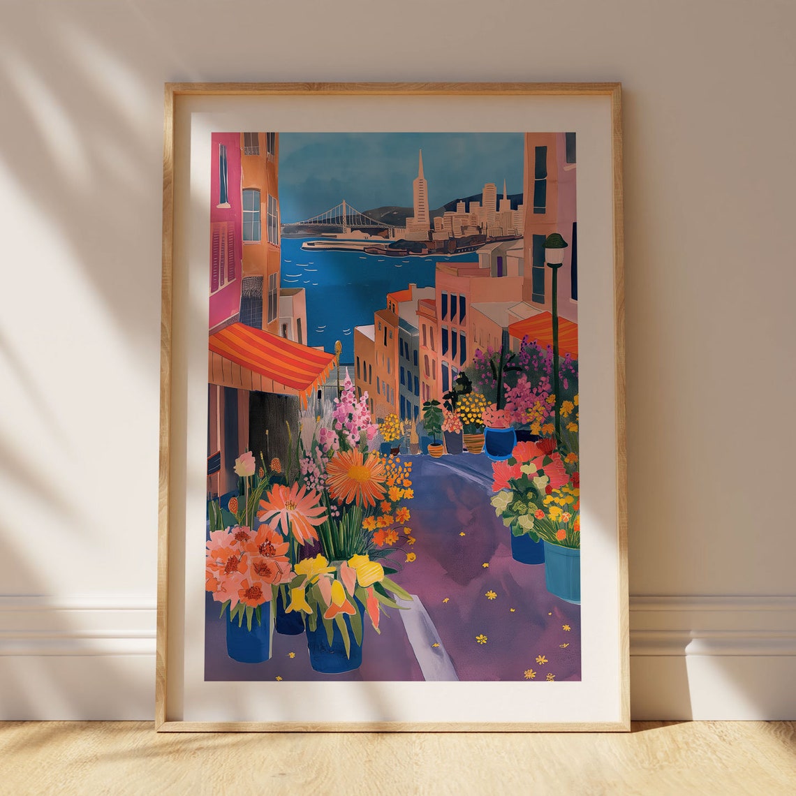 Sausalito California Flower Street San Francisco Bay Art Print