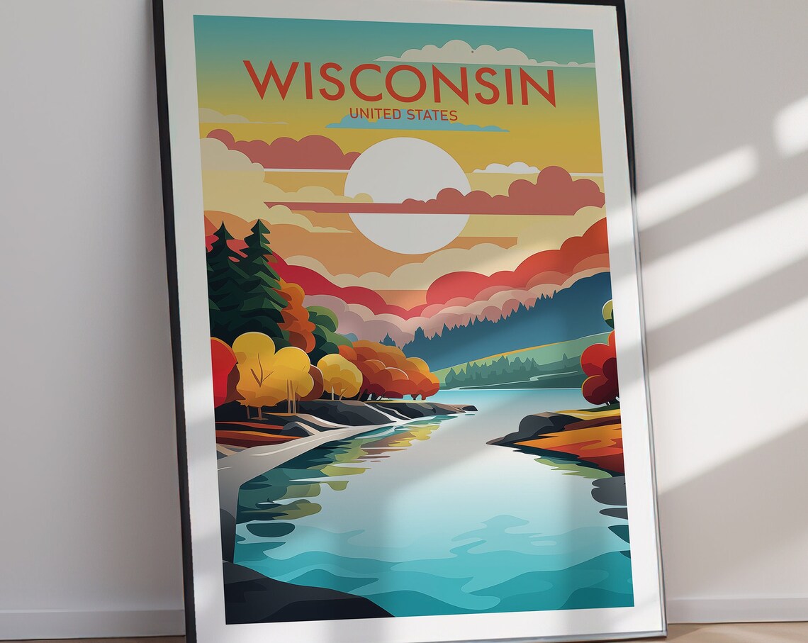 Wisconsin Travel Poster, US State Art Print - Image 2