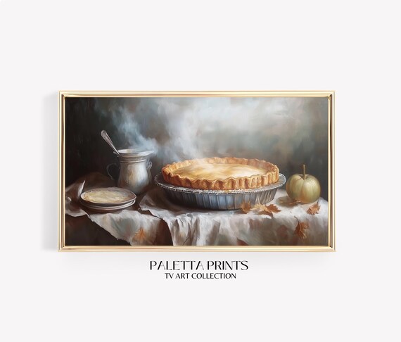 Steaming Golden Pie Cream Pitcher Gourd Cozy Fall Baking Art Poster