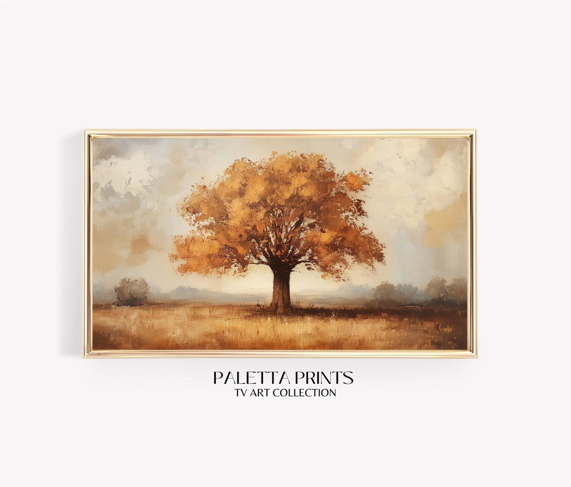 Frame Tv Moody Autumn Tree Art Art For Frame Tvs Nature Tv Art Rustic Countryside Tv Art Vintage Fall Paletta Prints