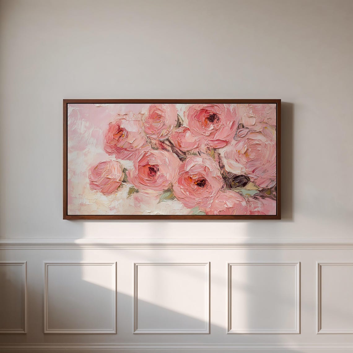 Pink Peony Roses Bouquet Impasto Blush Floral Beauty Art Poster - Image 3