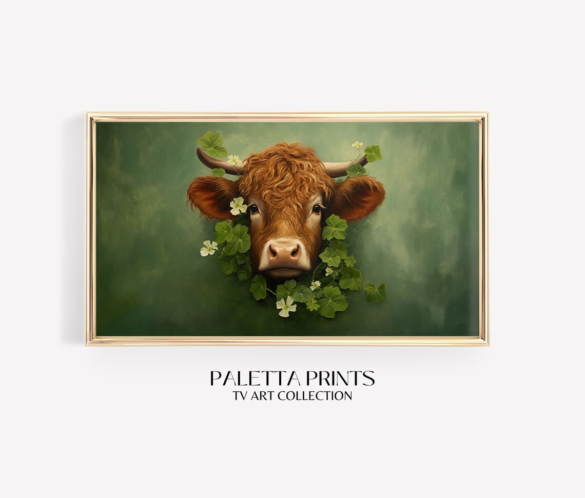 Highland Cow Saint Patrick's Day, Vintage Irish Print