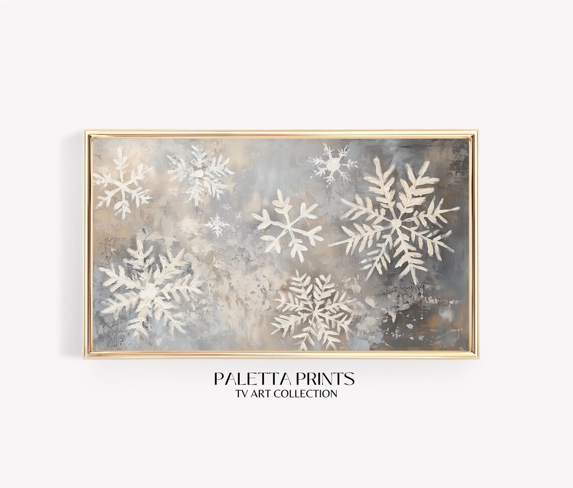 Neutral Snowflake Christmas Art Print, Minimal Holiday