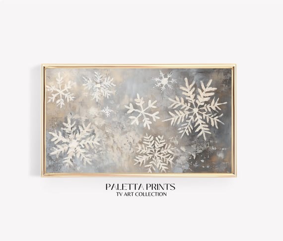 Neutral Snowflake Christmas Art Print, Minimal Holiday