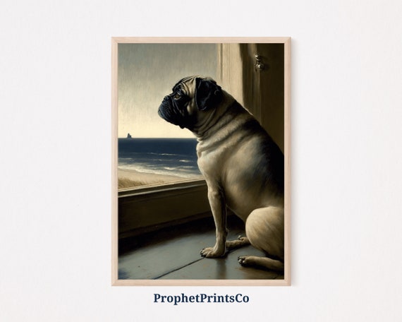 Pug Oil Painting Poster Print Antique Pug Dog Wall Art Gift For Dog Lover Cute Pet Home Dcor Wall Art Digitial
