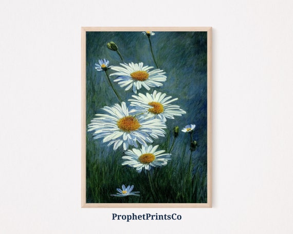 Daisy Flower Poster Print Boho Floral Wall Art Inspired By Monet Unique Botanical Home Dcor Wall Art Digitial