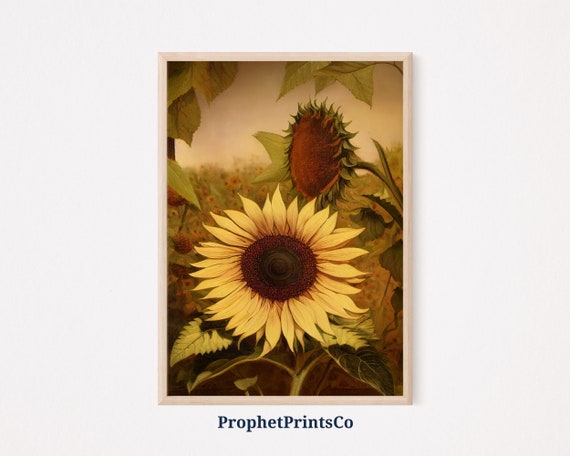 Sunflower Oil Painting Poster Print Original Floral Wall Art Inspired By Monet Sun Home Dcor Wall Art Digitial