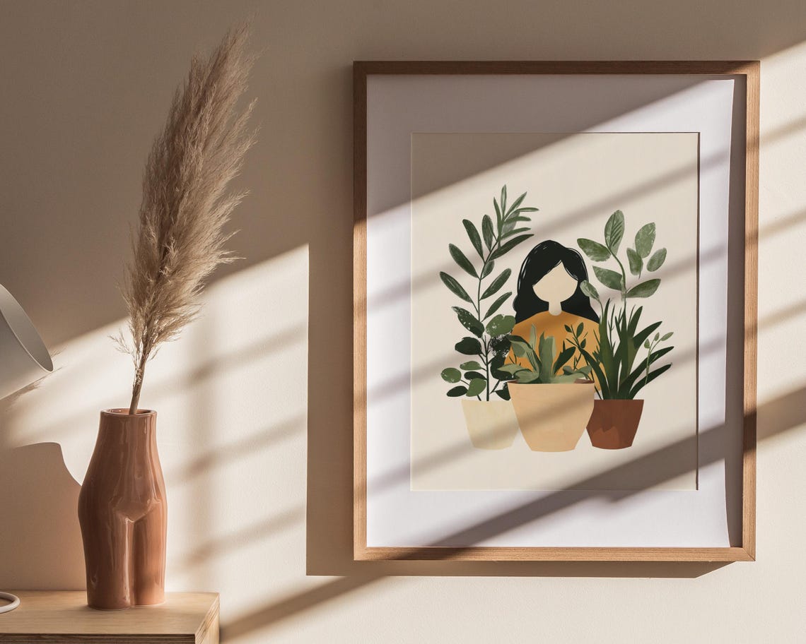 Boho Plant Lady Poster Print Minimalist Wall Art Botanical Home Dcor Plant Lover Gift Neutral Nursery Dcor - Image 3