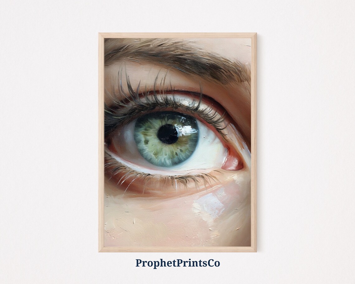 Green Hazel Eye Close Up Painterly Oil Portrait Detail Poster