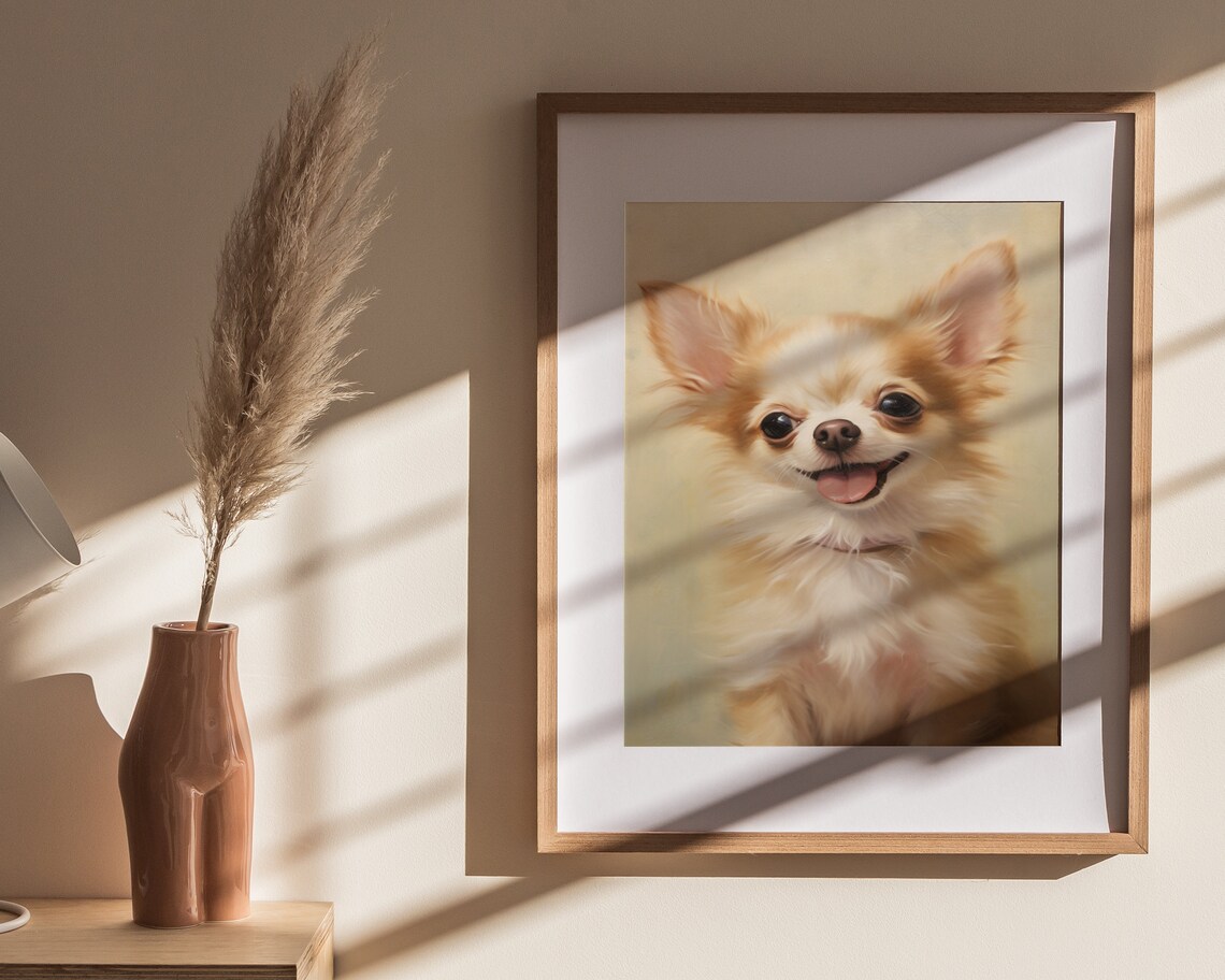 Smiling Chihuahua Tongue Out Happy Cute Dog Portrait Art Poster - Image 4