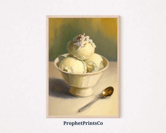 Vintage Ice Cream Poster Print Retro Kitchen Wall Art Aesthetic Artwork Gift Unique Home Dcor Wall Art