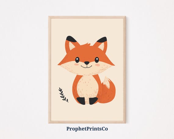 Adorable Fox Nursery Print Cute Woodland Animal Wall Art Baby Room Decor Kids Room Wall Art Wall Art Instant