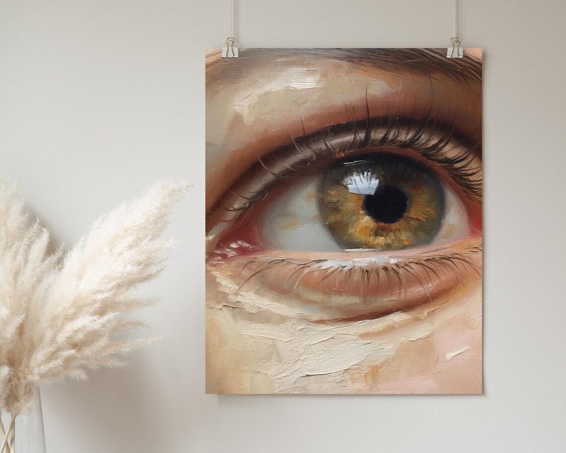 Hazel Eye Golden Iris Macro Painterly Portrait Detail Poster - Image 2
