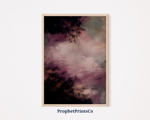 Abstract Moody Poster Print Dark Academia Wall Art Purple Gift Dark Cottagecore Home Dcor Wall Art Digitial