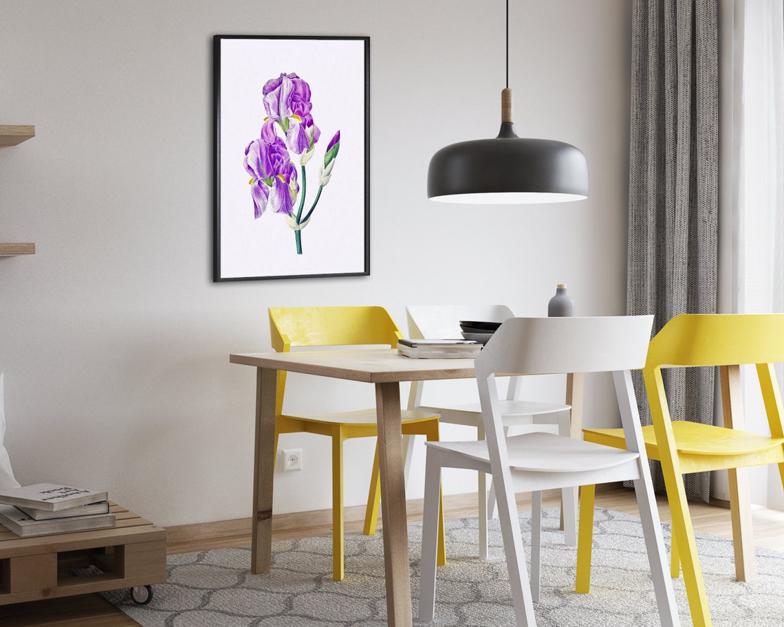 Purple Iris Vintage Botanical Illustration Elegant Floral Poster - Image 2