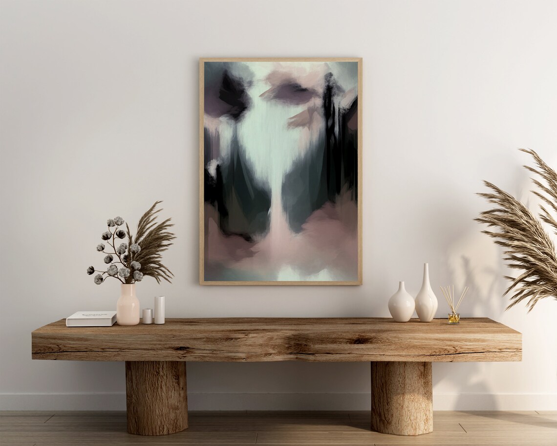 Moody Abstract Pale Mint Pink Ghostly Dark Shadows Dark Academia Poster - Image 3