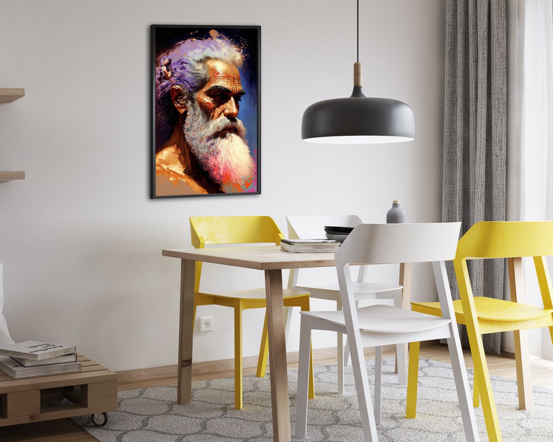Wise Bearded Elder Prophet Portrait Vivid Colorful Art Poster - Image 2