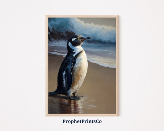 Penguin Oil Painting Poster Print Penguin Wall Art Penguin Lover Gift Cute Animal Home Dcor Wall Art Digitial