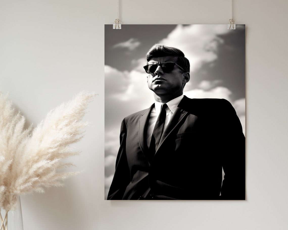 John F Kennedy In Sunglasses Dramatic Sky Portrait Photo Poster - Image 2