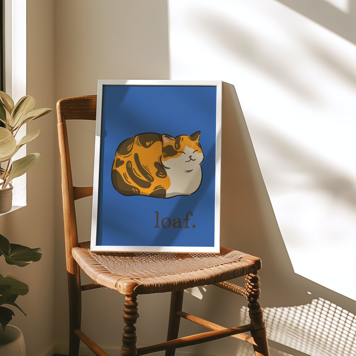 Loaf Calico Cat Cute Retro Navy Blue Kitchen Cat Lover Poster - Image 2