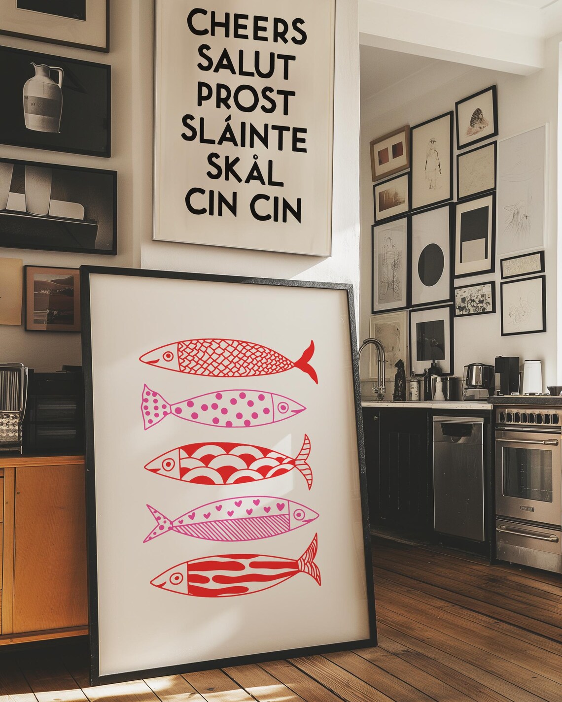 Sardines Kitchen Print Fun Fish Wall Art Retro Style Foodie Poster Gift - Image 2