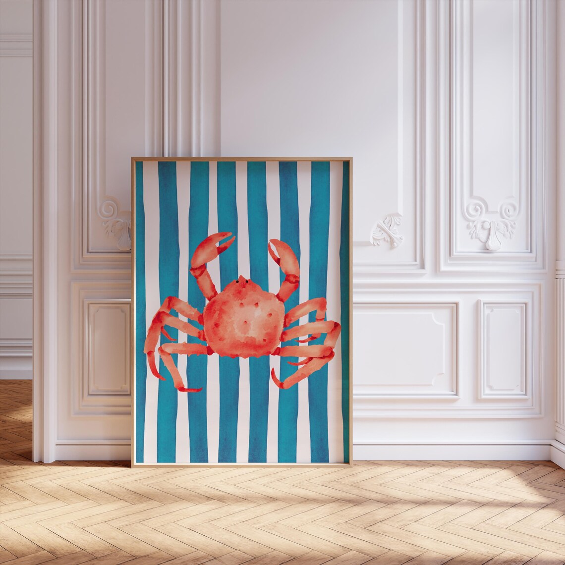 Nautical Crab Print Coastal Charm Kitchen Decor Aesthetic Retro Foodie Poster - Image 2