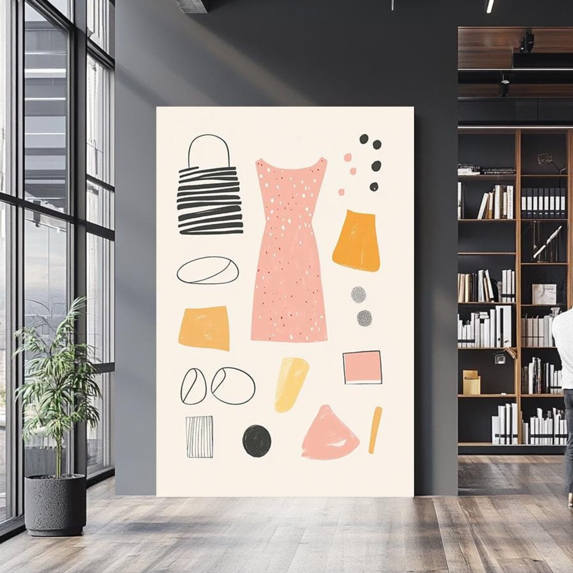 Minimalist Pastel Fashion Abstract Blush Dress Geometric Shapes Art