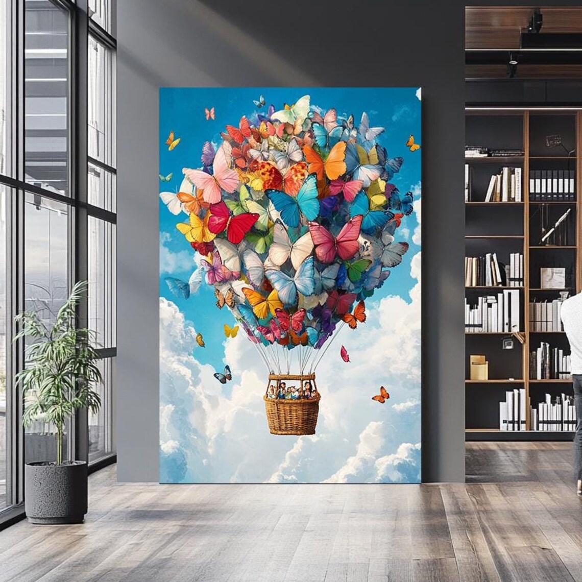 Butterfly Balloon Ride Colorful Hot Air Balloon Sky Adventure Wall Art