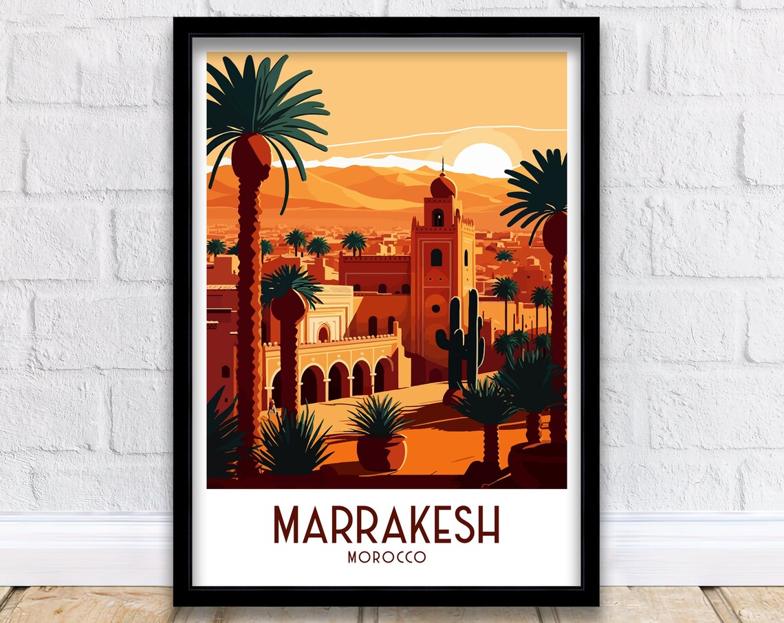 Marrakesh Travel Poster, Morocco Wall Art