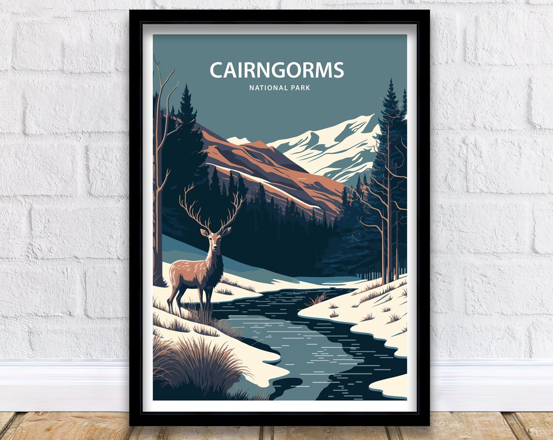 Cairngorms National Park Travel Poster, Scottish Highlands