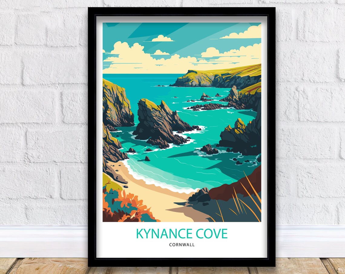Kynance Cove Cornwall Travel Poster, Travel Print